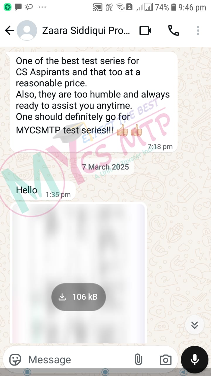 CS Test Series WhatsApp Testimonial 2
